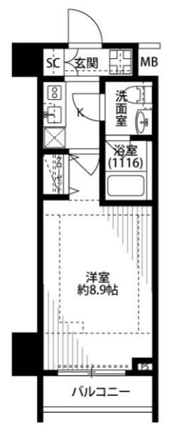 プレール・ドゥーク新宿下落合(1K/4階)の間取り写真