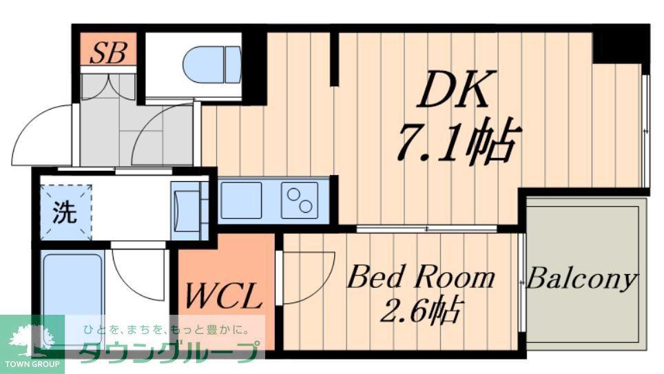 ミュプレ住吉(1DK/4階)の間取り写真
