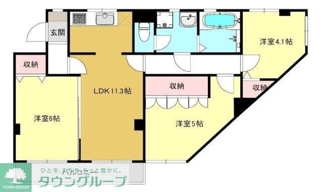 日吉スカイハイツ(3LDK/3階)の間取り写真