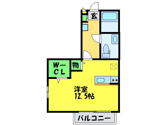 ハイツウグイスB棟(ワンルーム/2階)の間取り写真