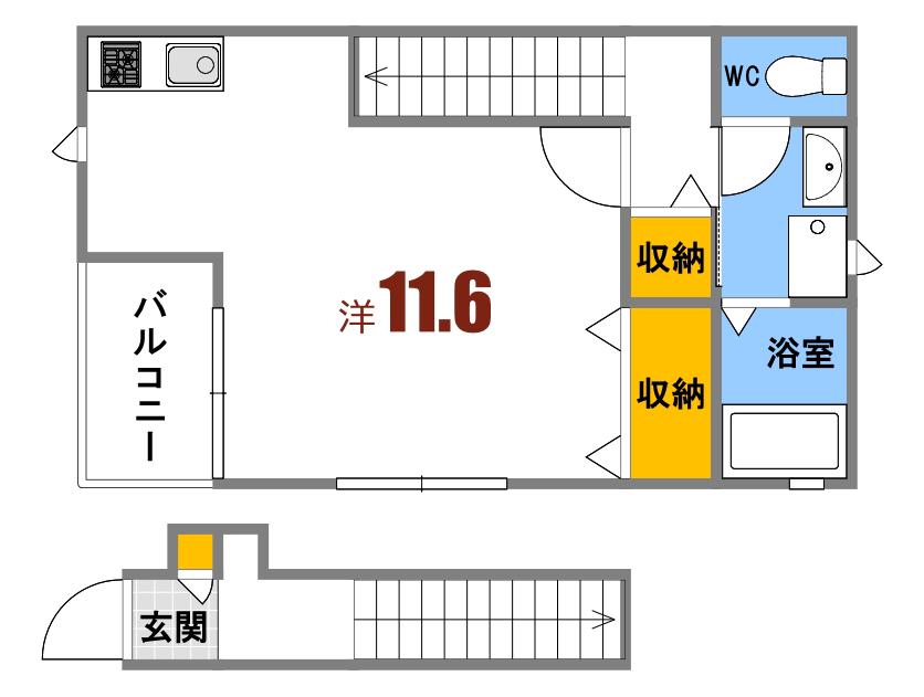 メゾンドK(ワンルーム/2階)の間取り写真