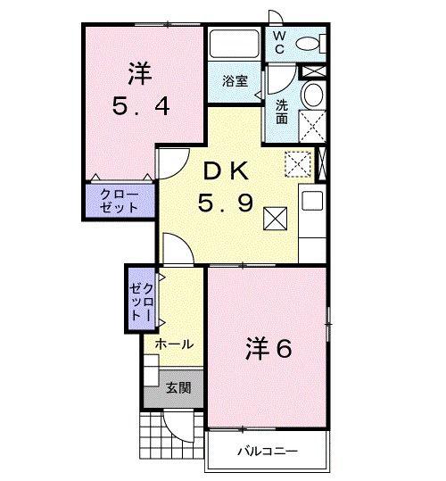 フレッサ(2DK/1階)の間取り写真