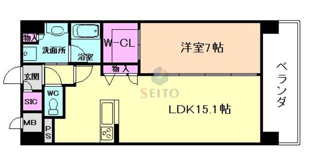 CRESTIEQ AYA(1LDK/8階)の間取り写真
