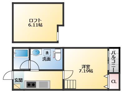 コンフォータス(1K/1階)の間取り写真