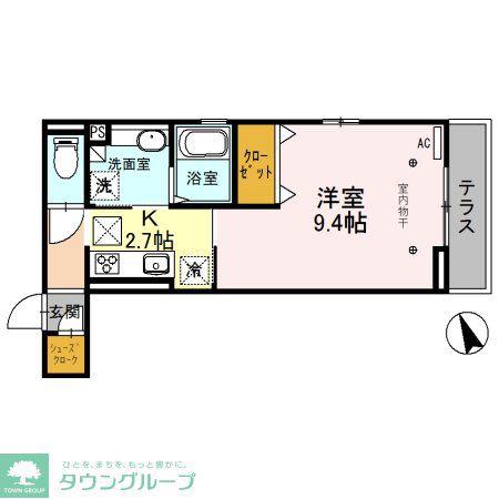 ミレニア熊谷(1K/1階)の間取り写真