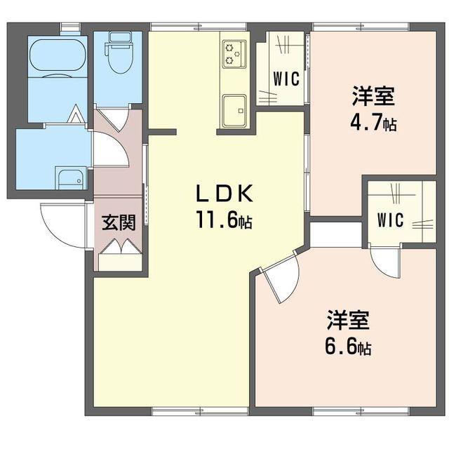 クレセントハイツ・フタミ(2LDK/2階)の間取り写真