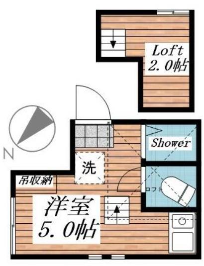 アーバンプレイス東中野IIIC(ワンルーム/2階)の間取り写真