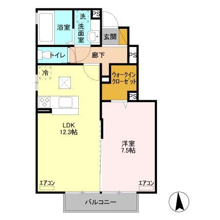 スパローハウス七番舘 A(1LDK/1階)の間取り写真