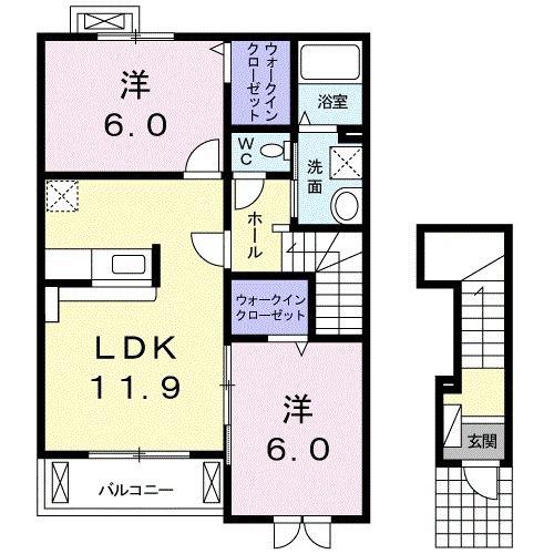 アルドーレ(2LDK/2階)の間取り写真