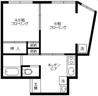 メゾンド柿の木坂B(2DK/1階)の間取り写真