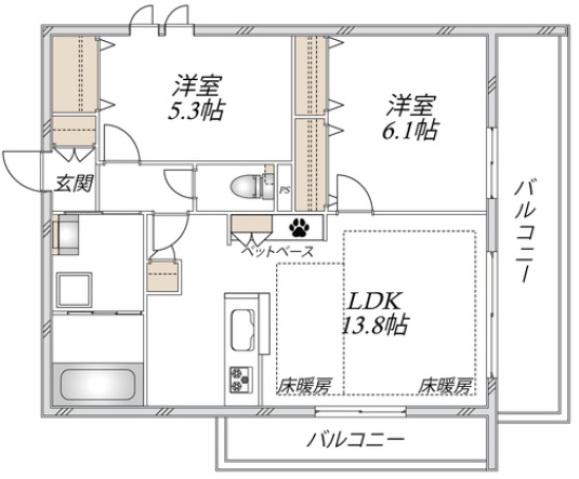 LA SEINE(2LDK/3階)の間取り写真