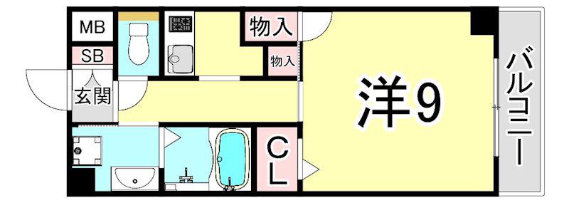 エトールX(1K/6階)の間取り写真