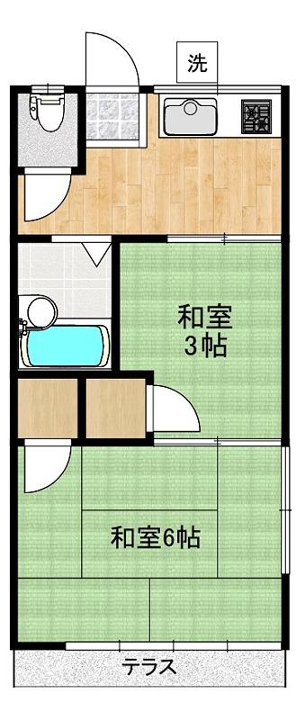 弥平荘(2DK/2階)の間取り写真