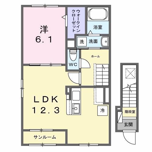 ウエスト.ゲート II(1LDK/2階)の間取り写真