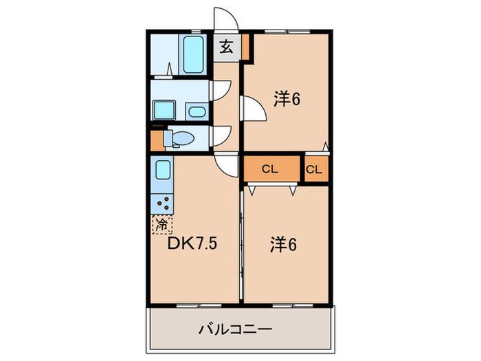 パインクレスト日吉(2DK/2階)の間取り写真