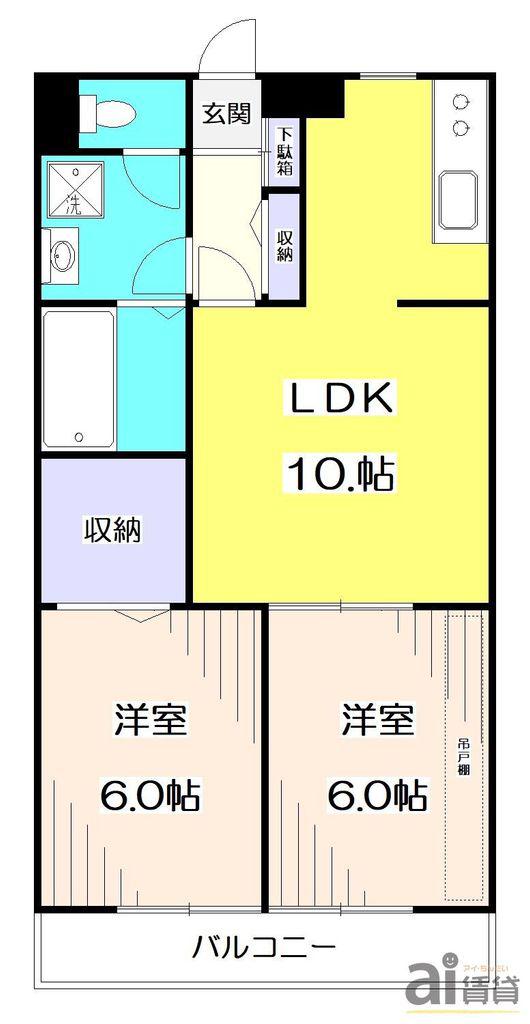 ピュアプレイス(2LDK/3階)の間取り写真