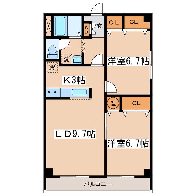 レジデンス黒金(2LDK/5階)の間取り写真
