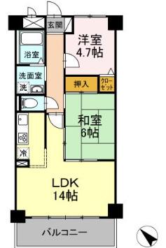 モニュメントスクエア壱番館(2LDK/1階)の間取り写真
