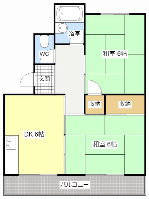 コーポ欣生(2DK/3階)の間取り写真