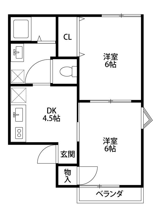 フルーヴ松波(2DK/2階)の間取り写真