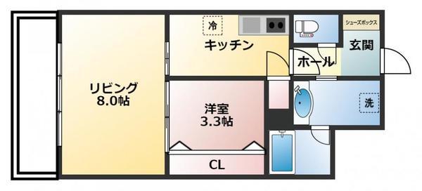 ユウタウン総曲輪(1LDK/5階)の間取り写真
