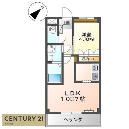シルフィード(1LDK/2階)の間取り写真
