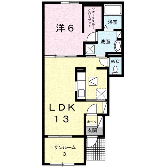 ベルファミーユII(1LDK/1階)の間取り写真