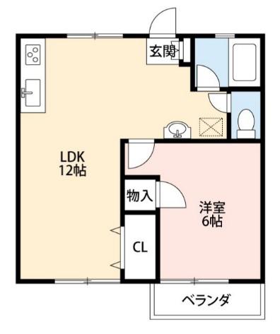 クレール坂下(1LDK/2階)の間取り写真