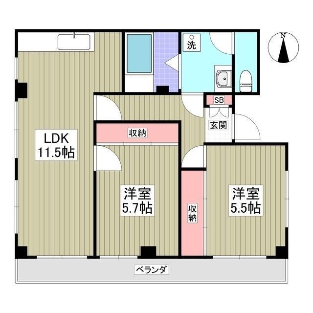 リバーパーク大森(2LDK/2階)の間取り写真