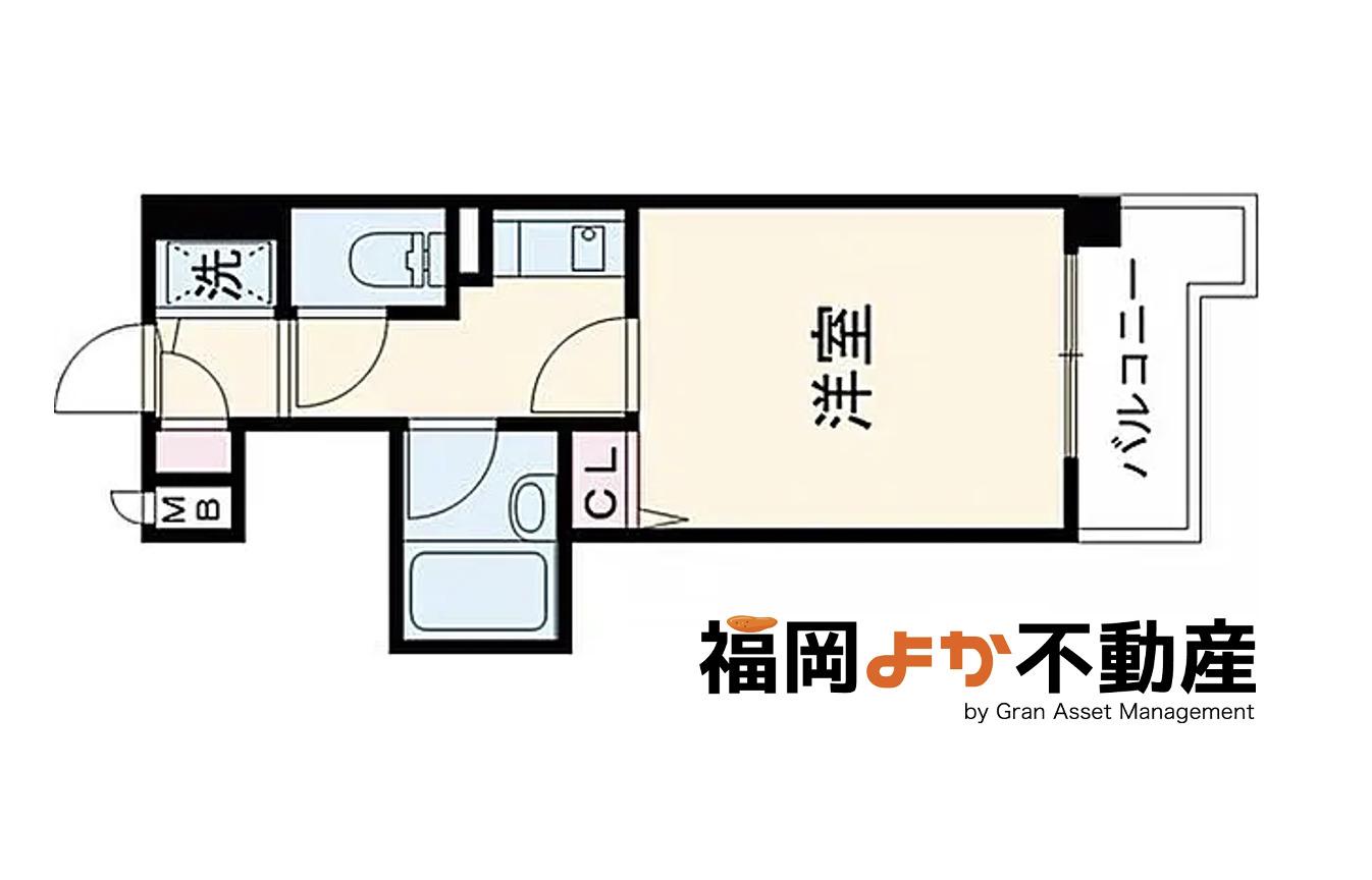 ライオンズマンション県庁前(1K/4階)の間取り写真