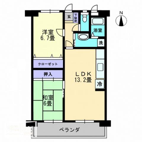 サンクトーム屋島(2LDK/4階)の間取り写真