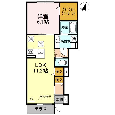 グランソレイユ(1LDK/1階)の間取り写真