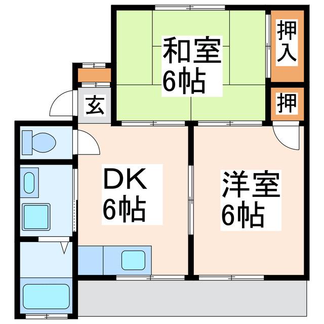 コーポ花園(2DK/1階)の間取り写真
