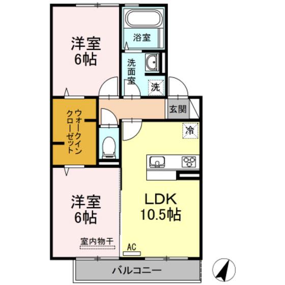 セトルB棟(2LDK/2階)の間取り写真