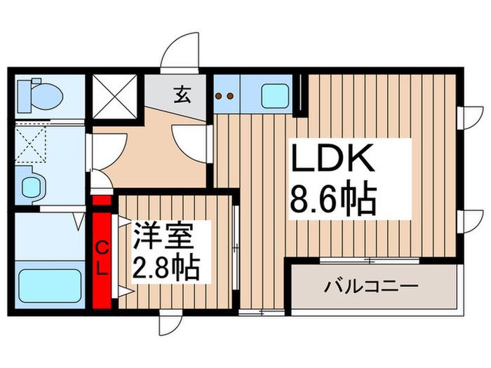 東武伊勢崎線 新田駅(埼玉) 徒歩2分 3階建 築7年(1LDK/1階)の間取り写真