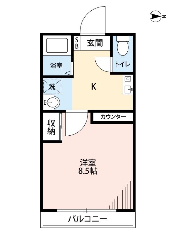 グランパルク旭ヶ丘(1K/1階)の間取り写真