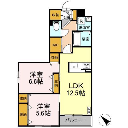 レジェンドメゾン(2LDK/3階)の間取り写真