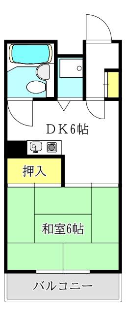 アミ与力(1DK/6階)の間取り写真