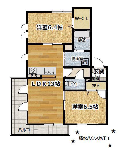 ウエストリバーII(2LDK/2階)の間取り写真
