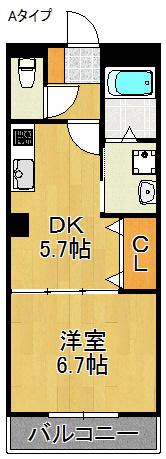 エリーナ(1DK/1階)の間取り写真