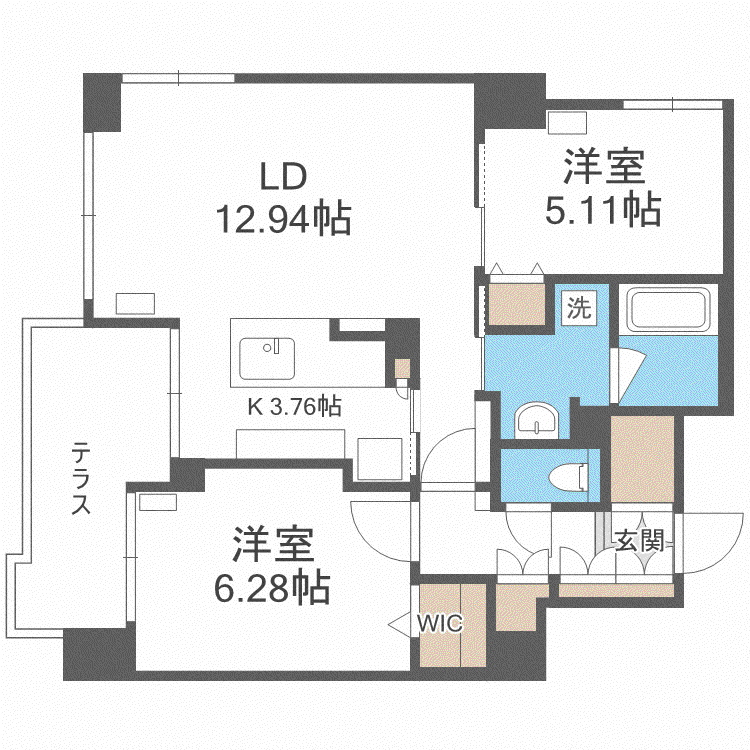F156(2LDK/6階)の間取り写真