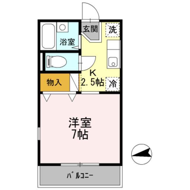 ジュネス国立(1K/1階)の間取り写真