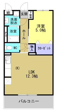 サンロード国分(1LDK/3階)の間取り写真