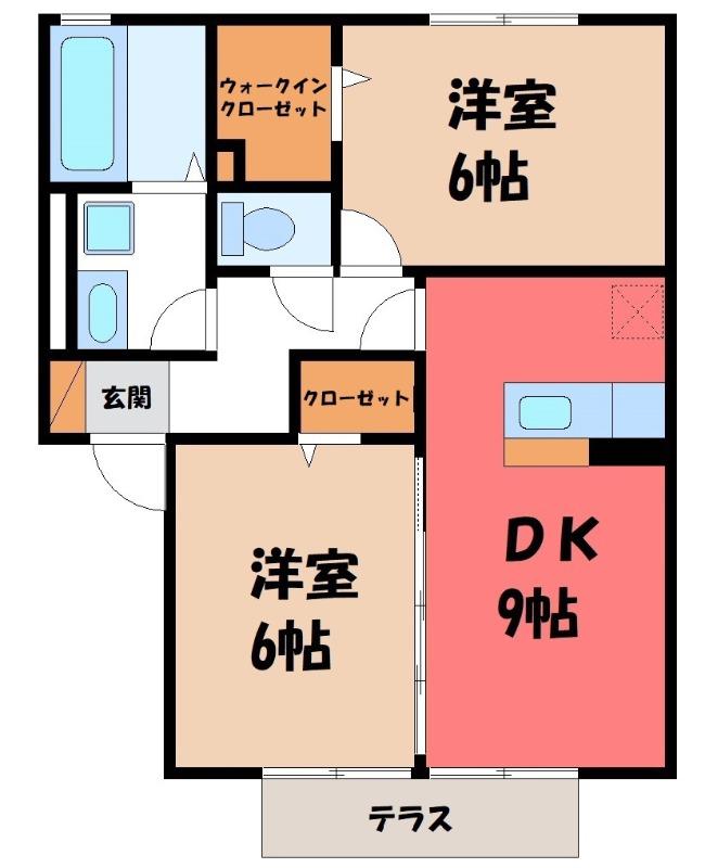 スリーエス(2DK/1階)の間取り写真
