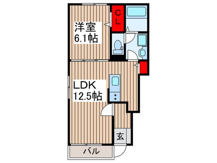 プリムヴェール A(1LDK/1階)の間取り写真