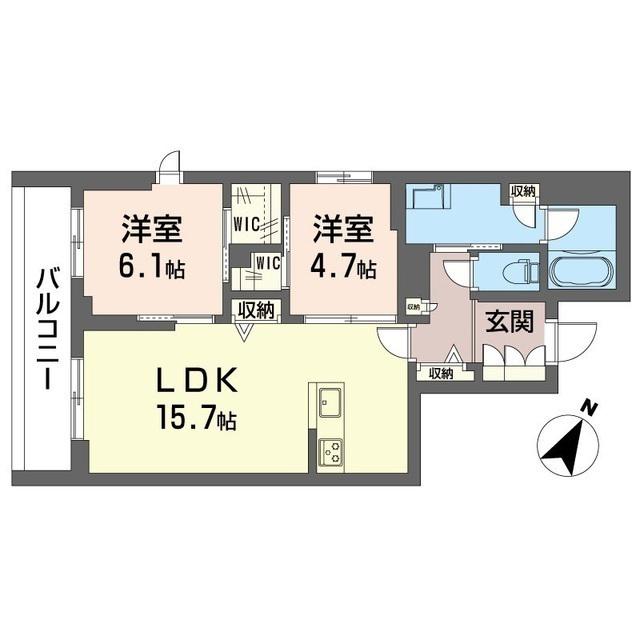 リアン ブルーム(2LDK/2階)の間取り写真
