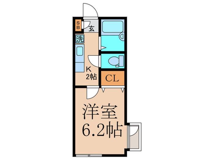 ハウス駒留(1K/1階)の間取り写真