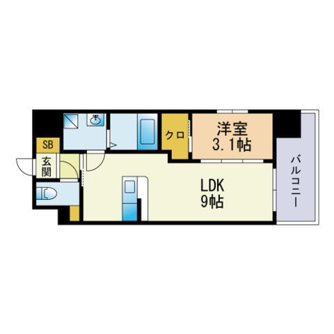 MODERN PALAZZO 大濠公園Ⅱ(1LDK/3階)の間取り写真