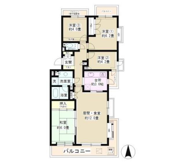 パーク・ノヴァ大船(4LDK/2階)の間取り写真