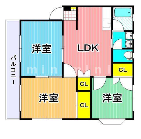 メゾン上熊本(3DK/1階)の間取り写真
